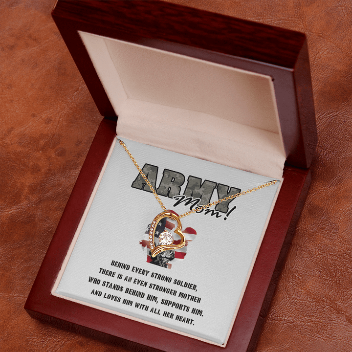To My Army Mom - Forever love Necklace - Behind Every Strong Soldier - The Love Sparkle