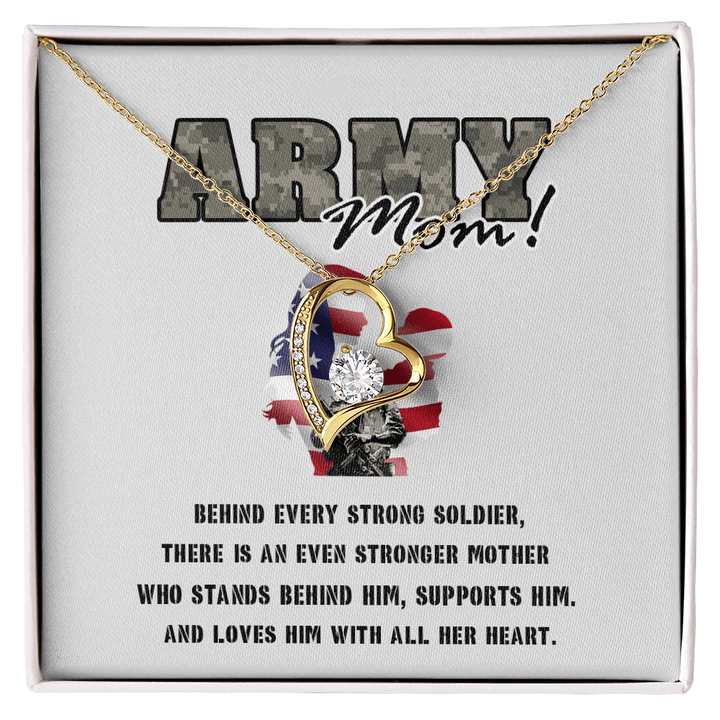 To My Army Mom - Forever love Necklace - Behind Every Strong Soldier - The Love Sparkle