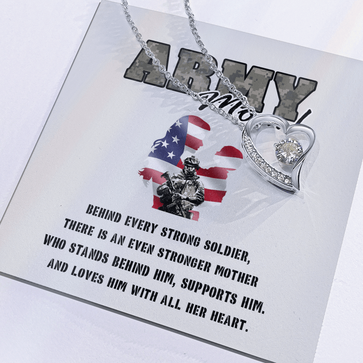 To My Army Mom - Forever love Necklace - Behind Every Strong Soldier - The Love Sparkle