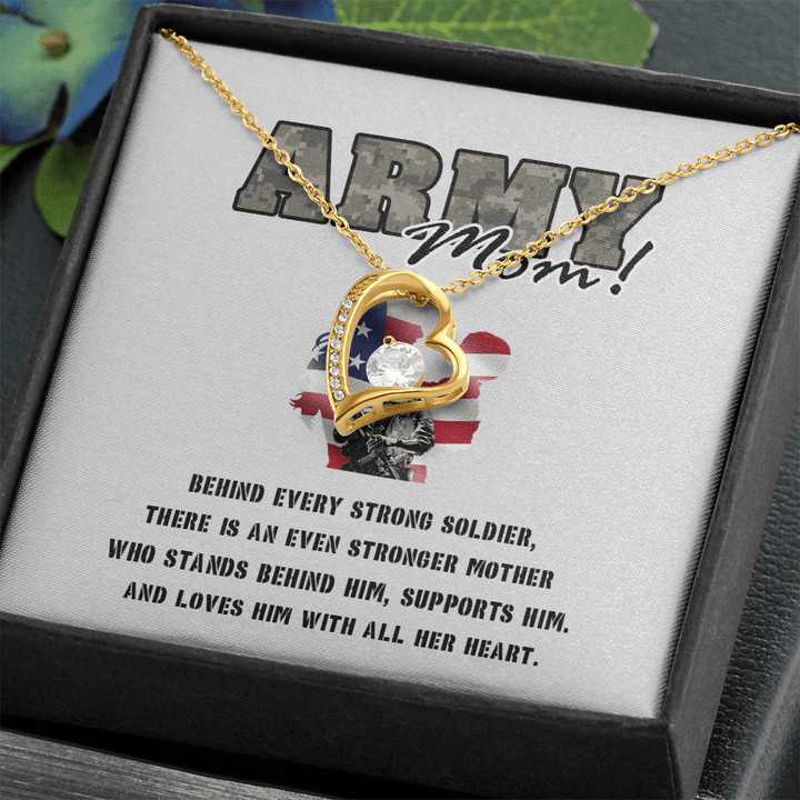 To My Army Mom - Forever love Necklace - Behind Every Strong Soldier - The Love Sparkle