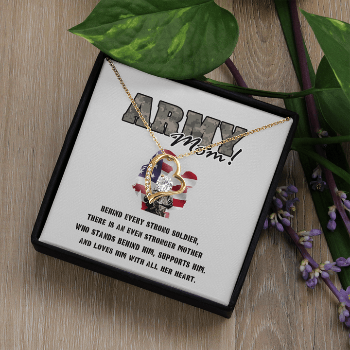 To My Army Mom - Forever love Necklace - Behind Every Strong Soldier - The Love Sparkle