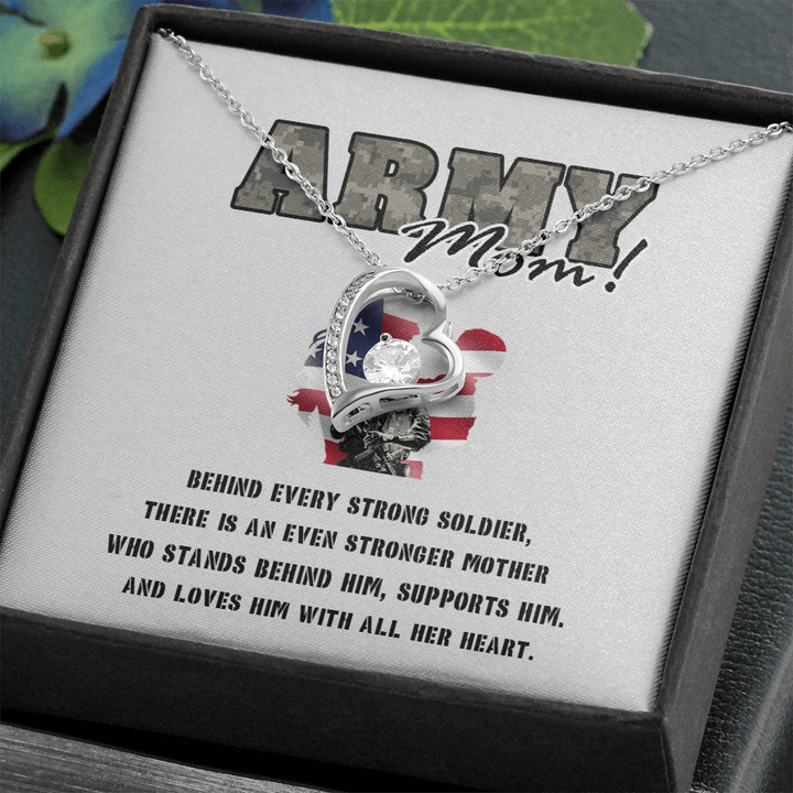 To My Army Mom - Forever love Necklace - Behind Every Strong Soldier - The Love Sparkle