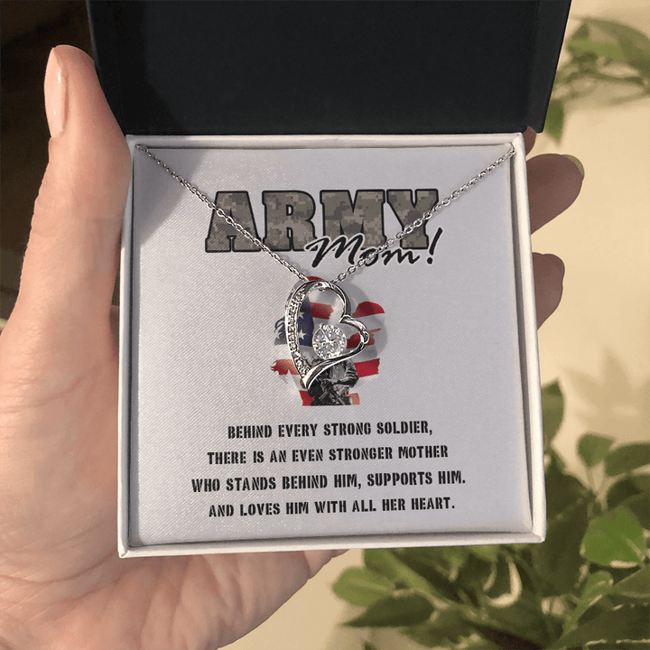 To My Army Mom - Forever love Necklace - Behind Every Strong Soldier - The Love Sparkle