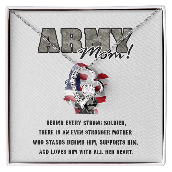 To My Army Mom - Forever love Necklace - Behind Every Strong Soldier - The Love Sparkle