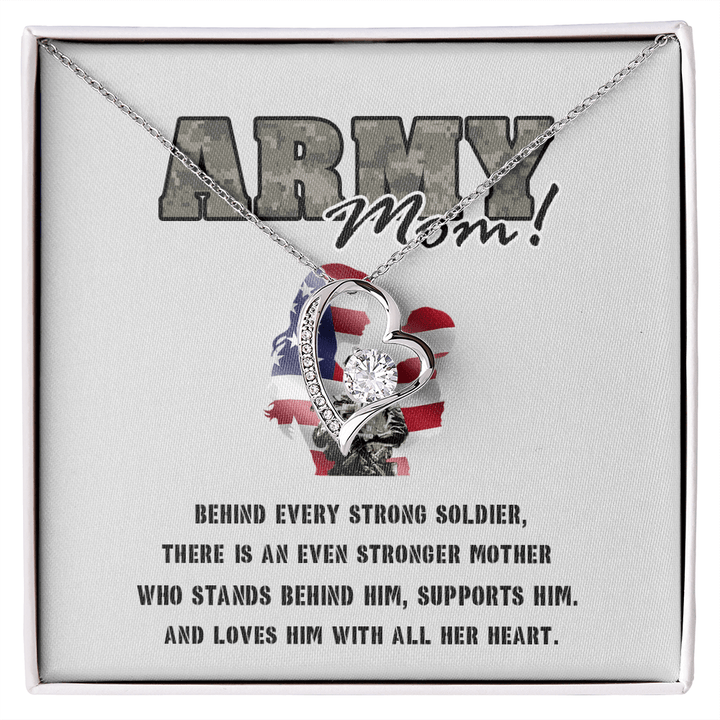 To My Army Mom - Forever love Necklace - Behind Every Strong Soldier - The Love Sparkle