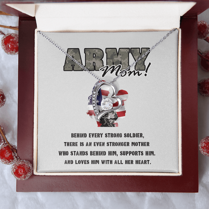 To My Army Mom - Forever love Necklace - Behind Every Strong Soldier - The Love Sparkle