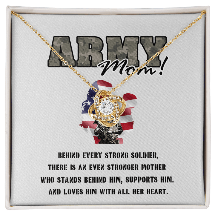 To My Army Mom - Love Knot Necklace - Behind Every Strong Soldier - The Love Sparkle