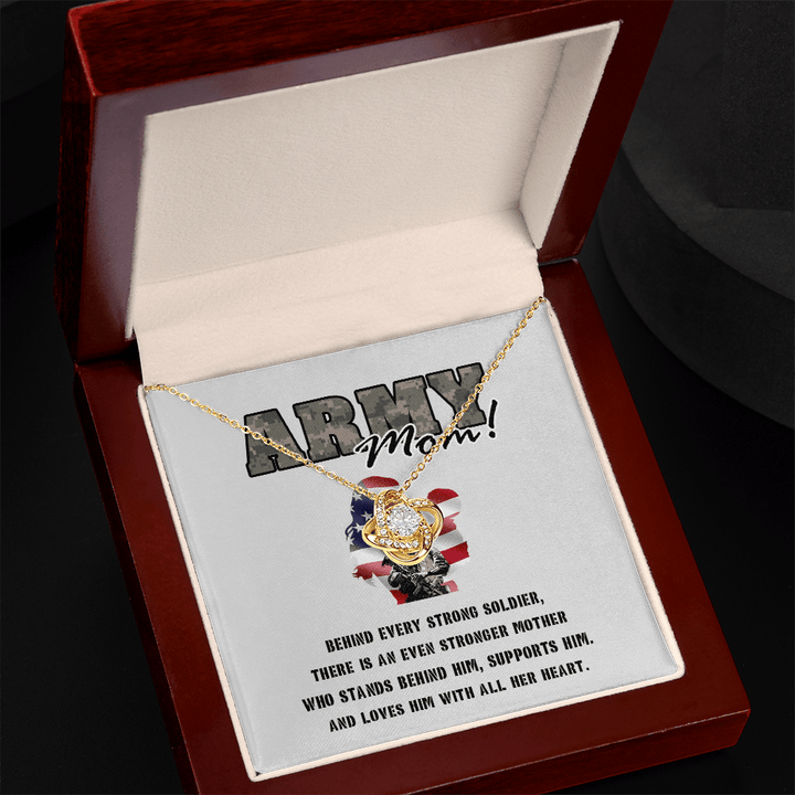 To My Army Mom - Love Knot Necklace - Behind Every Strong Soldier - The Love Sparkle