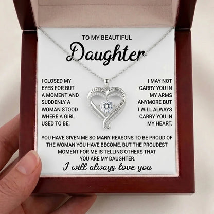 To My Beautiful Daughter "Carry You In My Heart" Necklace - Inspirational Keepsake Gift - The Love Sparkle