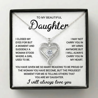 To My Beautiful Daughter "Carry You In My Heart" Necklace - Inspirational Keepsake Gift - The Love Sparkle