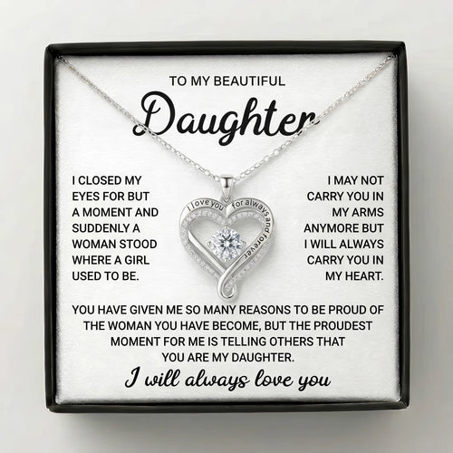 To My Beautiful Daughter "Carry You In My Heart" Necklace - Inspirational Keepsake Gift - The Love Sparkle