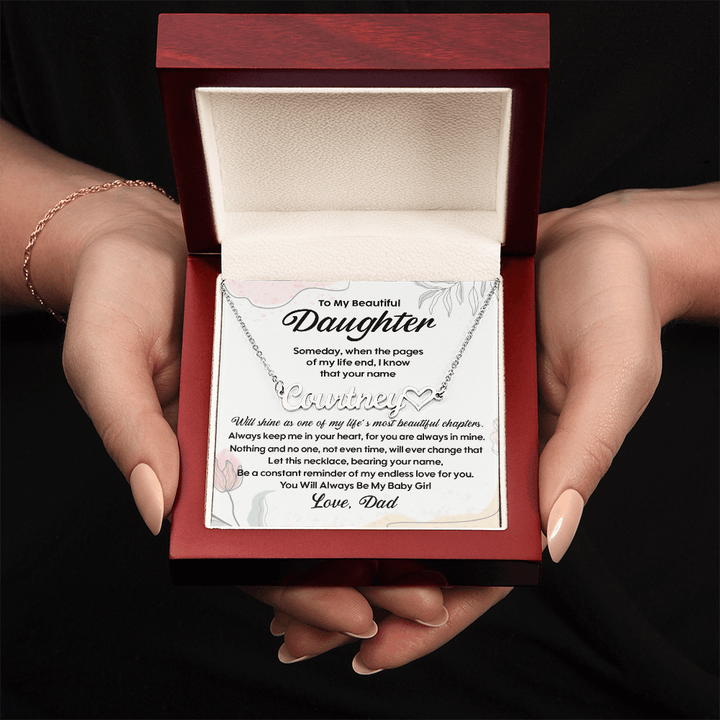 To My Beautiful Daughter - Custom Heart Name Necklace, Love Dad - The Love Sparkle