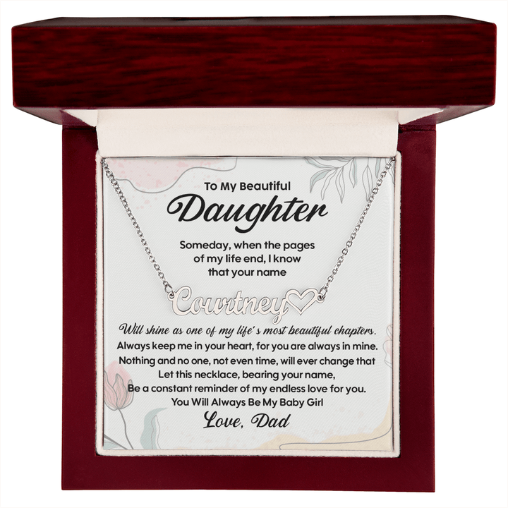 To My Beautiful Daughter - Custom Heart Name Necklace, Love Dad - The Love Sparkle