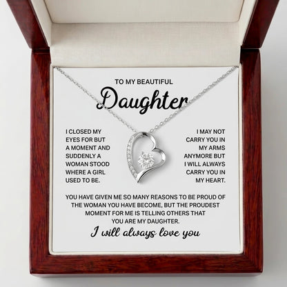To My Beautiful Daughter – Forever Love Heart Necklace, A Father's Gift She'll Treasure for Life - The Love Sparkle