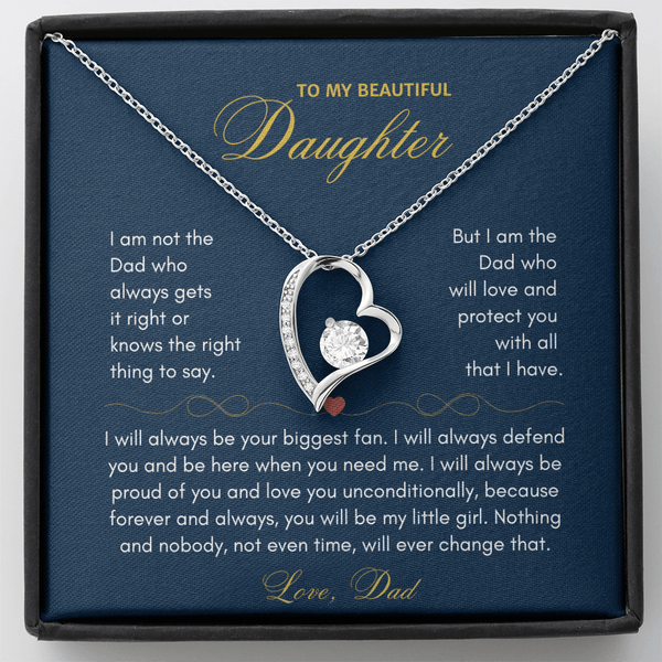 To My Beautiful Daughter Forever Love Necklace - "I Am The Dad Who Will Love & Protect You" Gift from Dad - The Love Sparkle