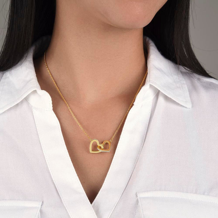 To My Beautiful Daughter - Interlocking Heart Necklace - "First Breath to Last" - The Love Sparkle