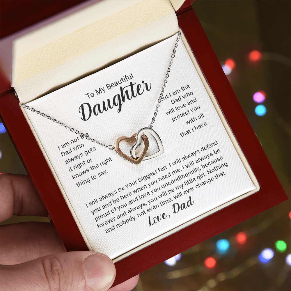 "To My Beautiful Daughter" Interlocking Hearts Necklace – Heartfelt Gift from Dad for Birthday, Graduation & Any Occasion - The Love Sparkle