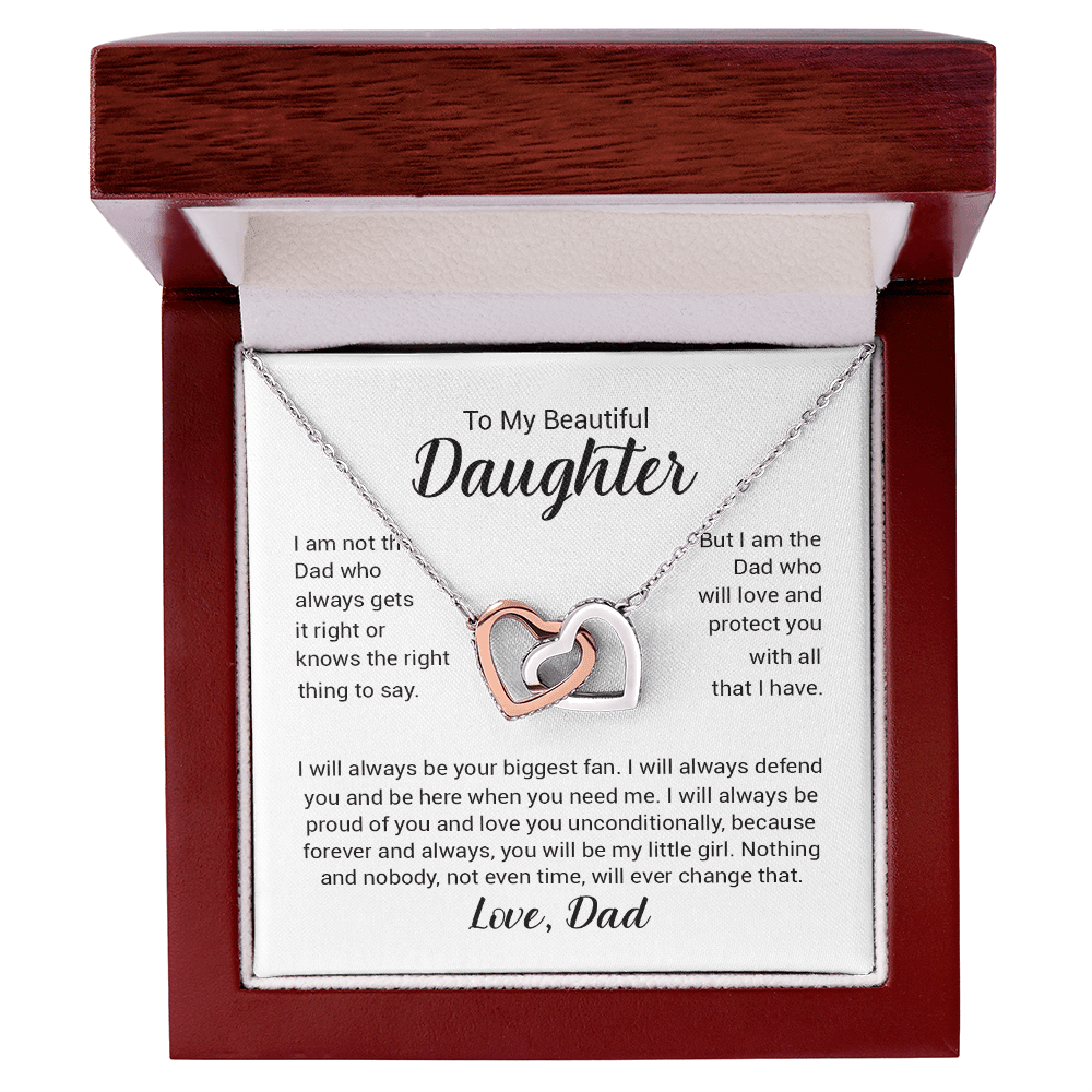 "To My Beautiful Daughter" Interlocking Hearts Necklace – Heartfelt Gift from Dad for Birthday, Graduation & Any Occasion - The Love Sparkle