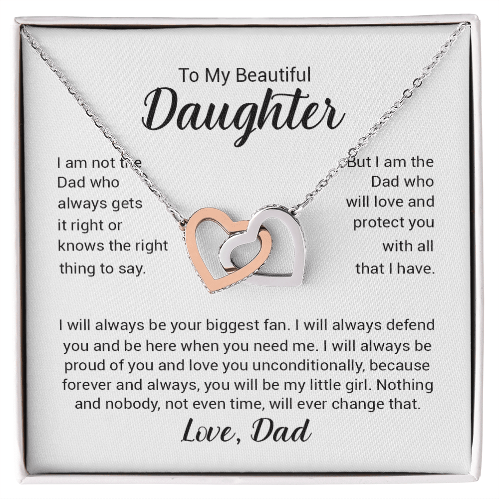 "To My Beautiful Daughter" Interlocking Hearts Necklace – Heartfelt Gift from Dad for Birthday, Graduation & Any Occasion - The Love Sparkle