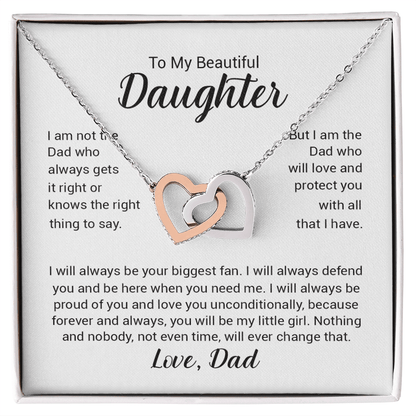 "To My Beautiful Daughter" Interlocking Hearts Necklace – Heartfelt Gift from Dad for Birthday, Graduation & Any Occasion - The Love Sparkle