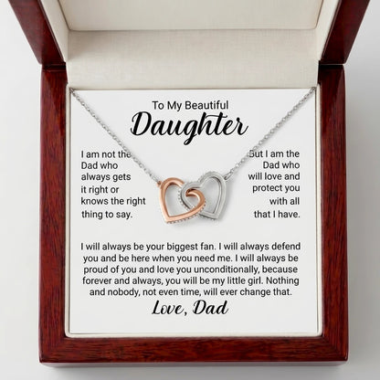 "To My Beautiful Daughter" Interlocking Hearts Necklace – Heartfelt Gift from Dad for Birthday, Graduation & Any Occasion - The Love Sparkle