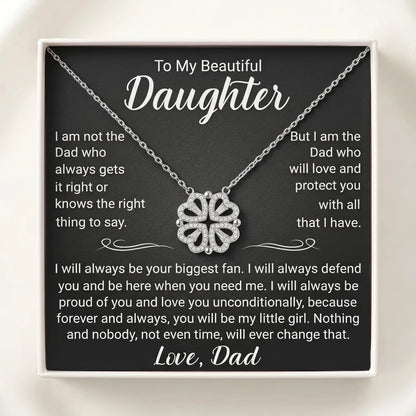 "To My Beautiful Daughter" Magnetic Hearts Clover Necklace – Meaningful Gift from Dad for Birthday, Graduation & Any Occasion - The Love Sparkle