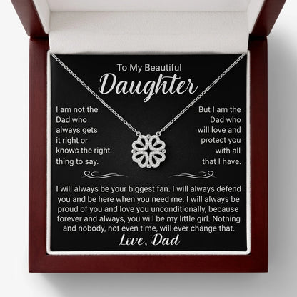 "To My Beautiful Daughter" Magnetic Hearts Clover Necklace – Meaningful Gift from Dad for Birthday, Graduation & Any Occasion - The Love Sparkle