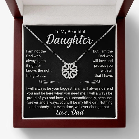 "To My Beautiful Daughter" Magnetic Hearts Clover Necklace – Meaningful Gift from Dad for Birthday, Graduation & Any Occasion - The Love Sparkle