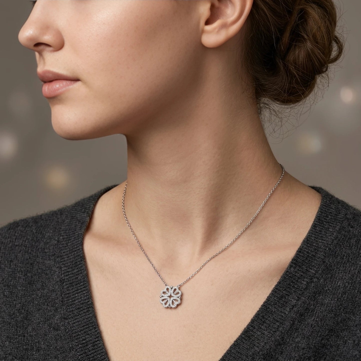 "To My Beautiful Daughter" Magnetic Hearts Clover Necklace – Meaningful Gift from Dad for Birthday, Graduation & Any Occasion - The Love Sparkle