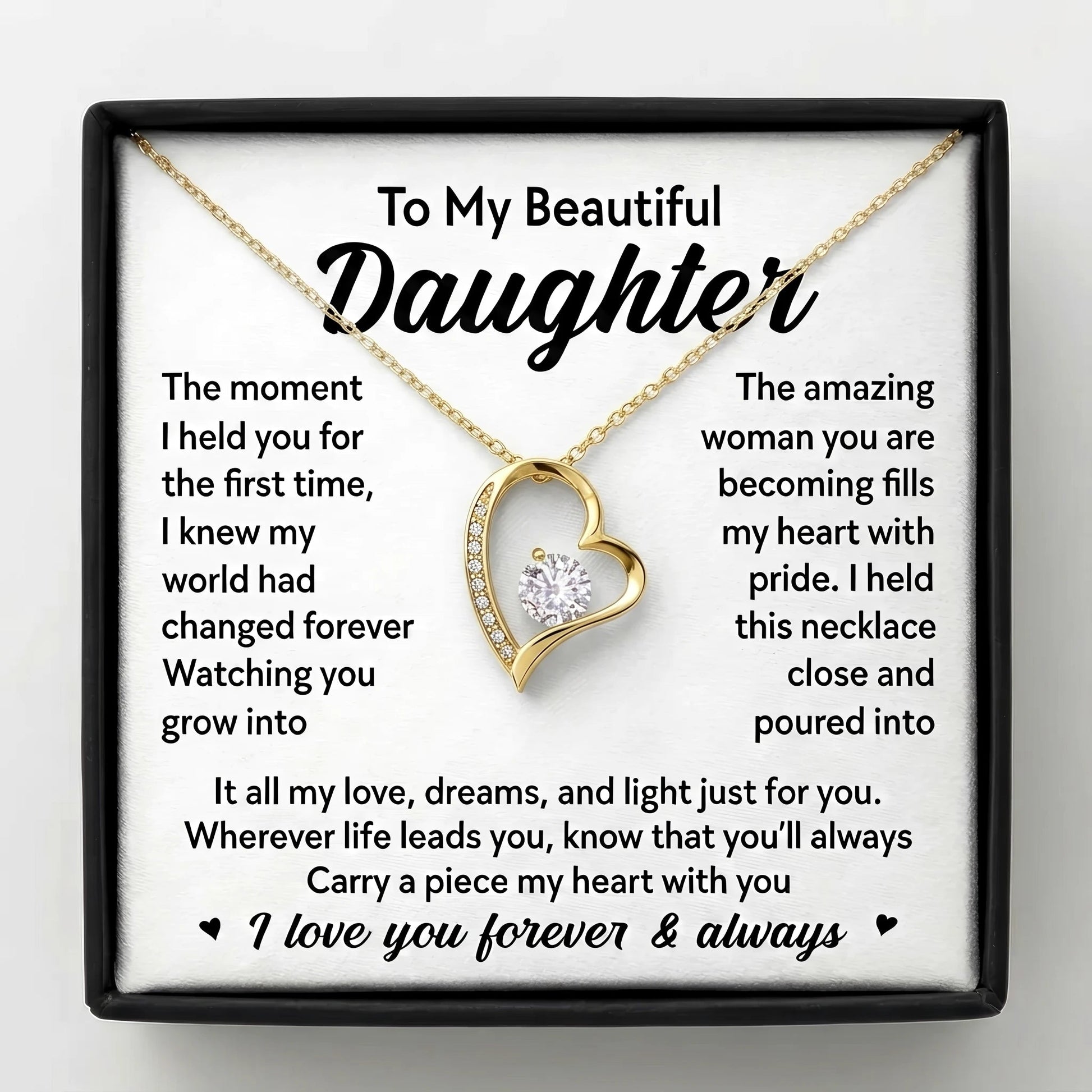 To My Beautiful Daughter - "Piece of My Heart" Forever Love Necklace - The Love Sparkle