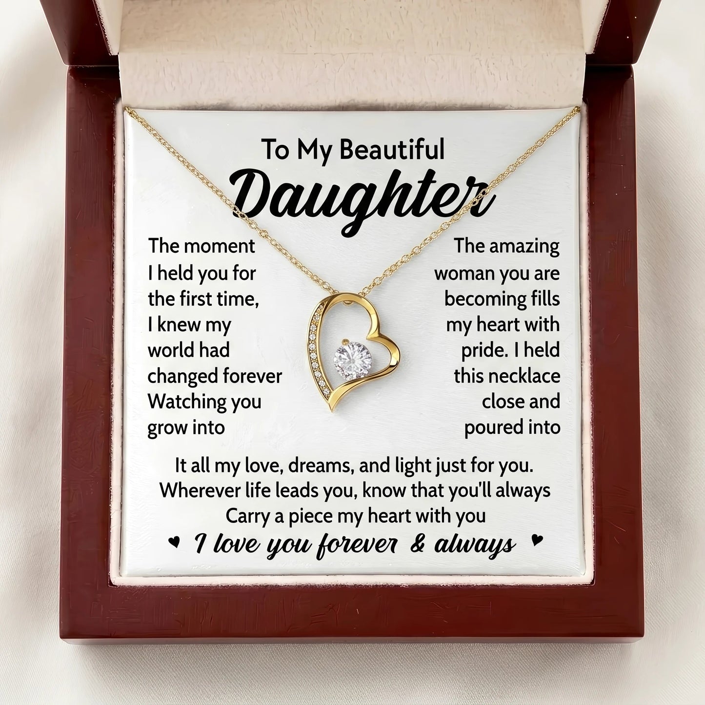 To My Beautiful Daughter - "Piece of My Heart" Forever Love Necklace - The Love Sparkle