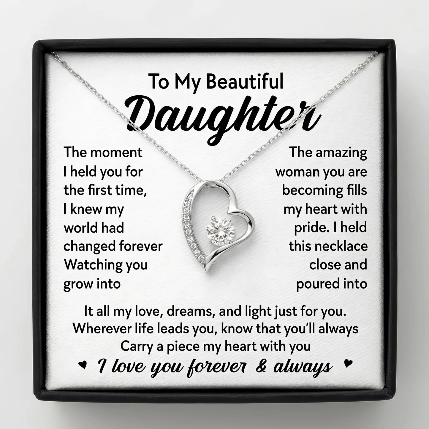 To My Beautiful Daughter - "Piece of My Heart" Forever Love Necklace - The Love Sparkle