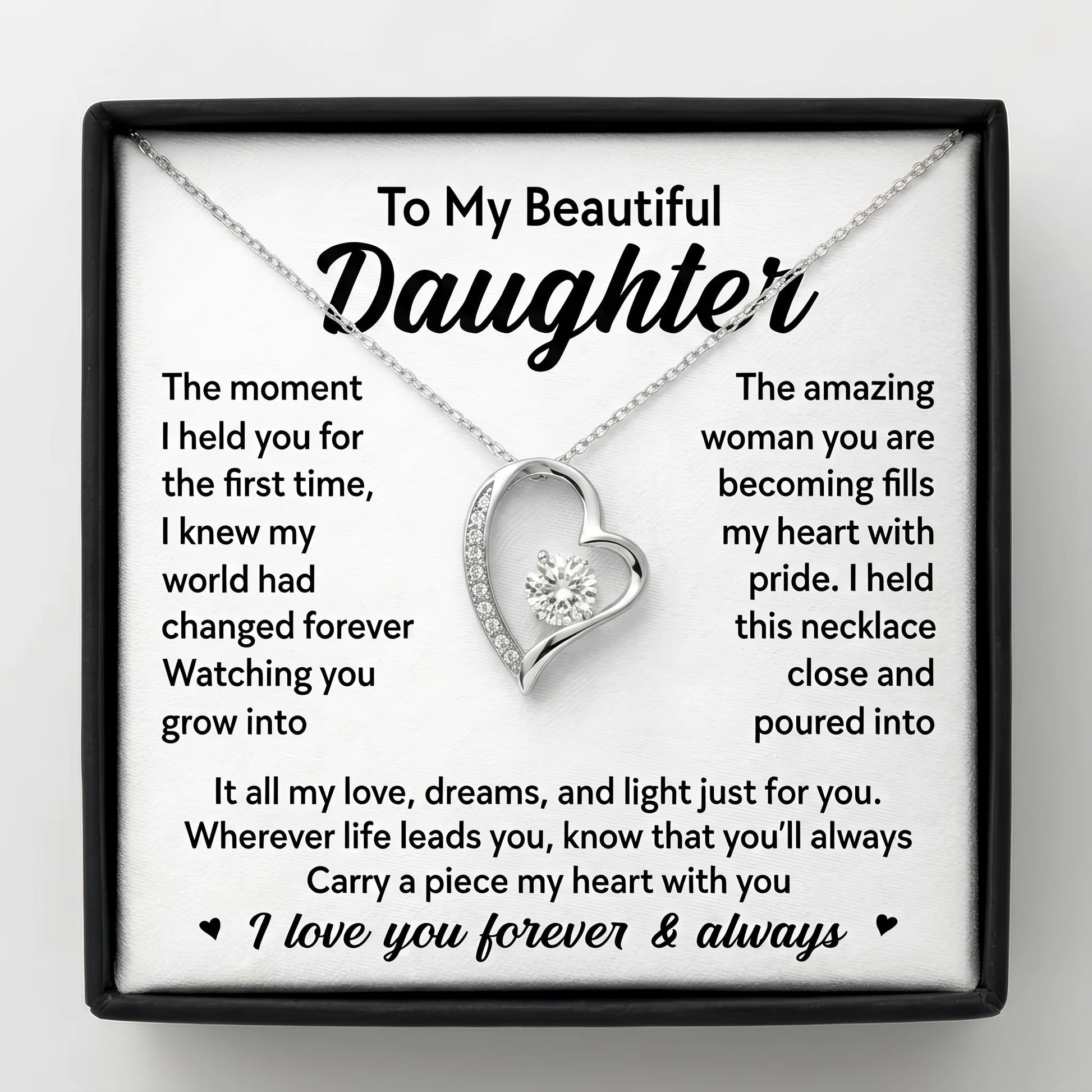To My Beautiful Daughter - "Piece of My Heart" Forever Love Necklace - The Love Sparkle