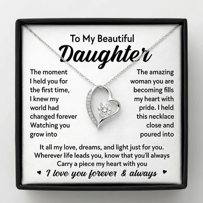 To My Beautiful Daughter - "Piece of My Heart" Forever Love Necklace - The Love Sparkle