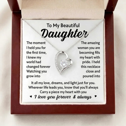 To My Beautiful Daughter - "Piece of My Heart" Forever Love Necklace - The Love Sparkle