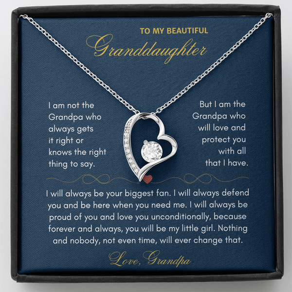 To My Beautiful Granddaughter Forever Love Necklace - "I Am The Grandpa Who Will Love & Protect You" Gift - The Love Sparkle