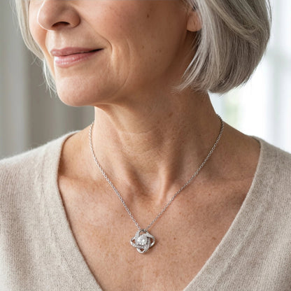 "To My Beautiful Mom, I'll Always Be Your Little Boy" Love Knot Necklace – Meaningful Gift from Son - The Love Sparkle