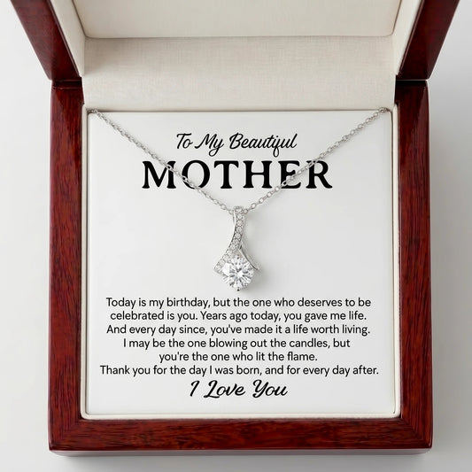 To My Beautiful Mother Alluring Beauty Necklace – Thank You for the Day I Was Born - The Love Sparkle