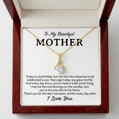 To My Beautiful Mother Alluring Beauty Necklace – Thank You for the Day I Was Born - The Love Sparkle