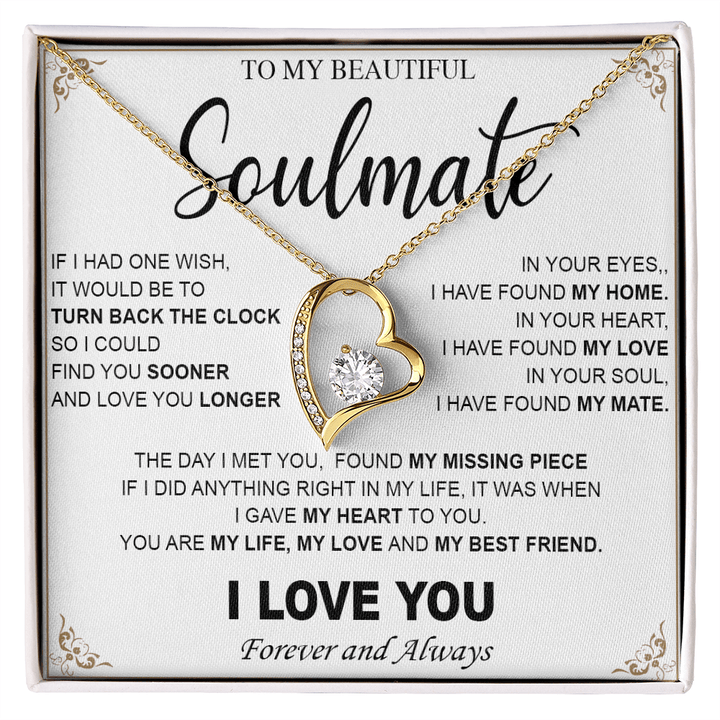 To My Beautiful Soulmate - Forever love Necklace - My Heart, My Love, My Mate - The Love Sparkle