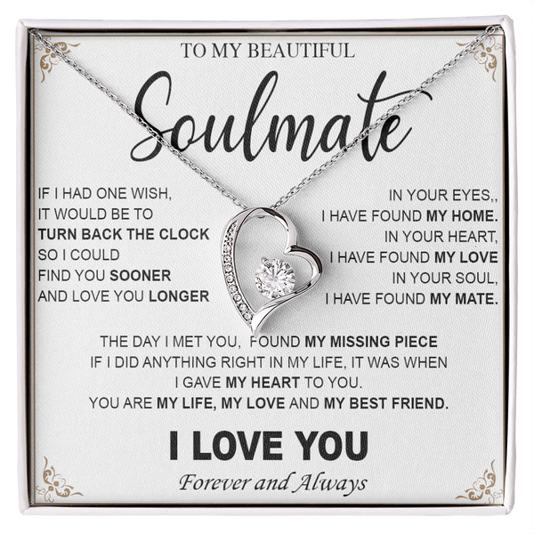To My Beautiful Soulmate - Forever love Necklace - My Heart, My Love, My Mate - The Love Sparkle