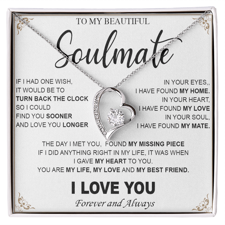 To My Beautiful Soulmate - Forever love Necklace - My Heart, My Love, My Mate - The Love Sparkle