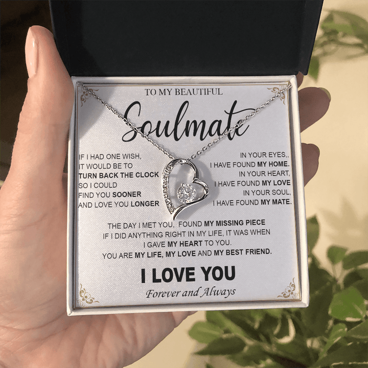 To My Beautiful Soulmate - Forever love Necklace - My Heart, My Love, My Mate - The Love Sparkle