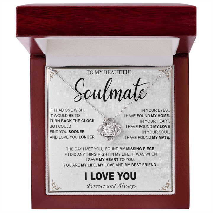 To My Beautiful Soulmate - Love Knot Necklace - My Heart, My Love, My Mate - The Love Sparkle