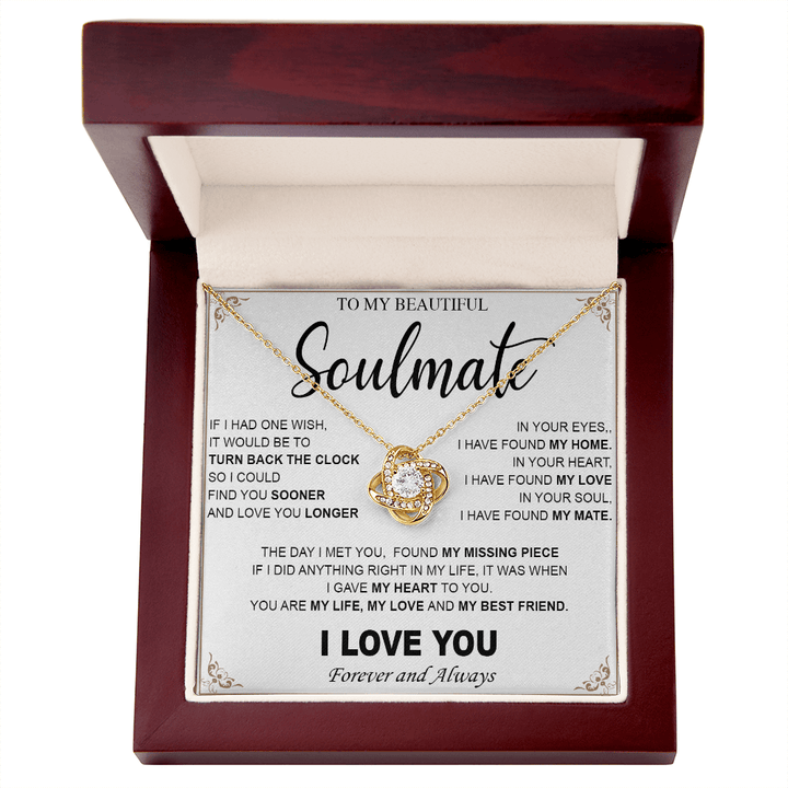 To My Beautiful Soulmate - Love Knot Necklace - My Heart, My Love, My Mate - The Love Sparkle