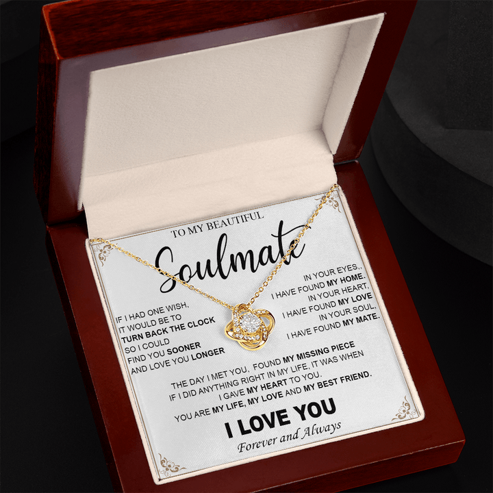 To My Beautiful Soulmate - Love Knot Necklace - My Heart, My Love, My Mate - The Love Sparkle