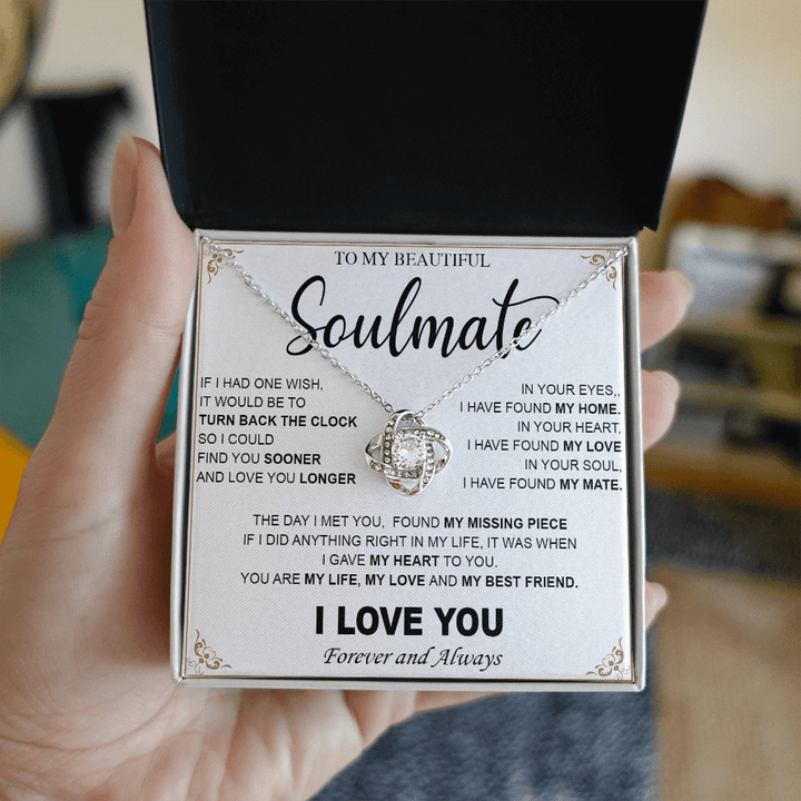 To My Beautiful Soulmate - Love Knot Necklace - My Heart, My Love, My Mate - The Love Sparkle