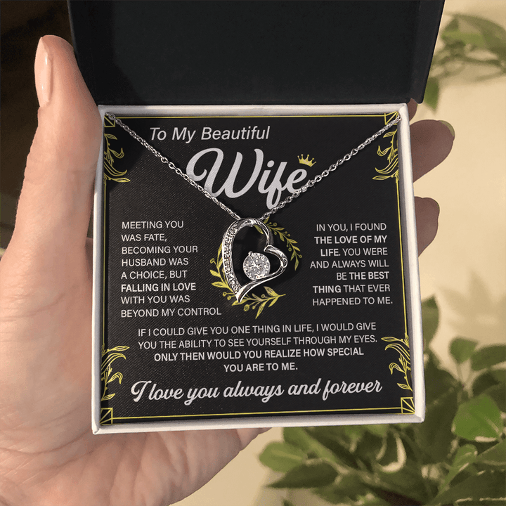 To My Beautiful Wife - Forever love Necklace - "Love of My Life" - The Love Sparkle