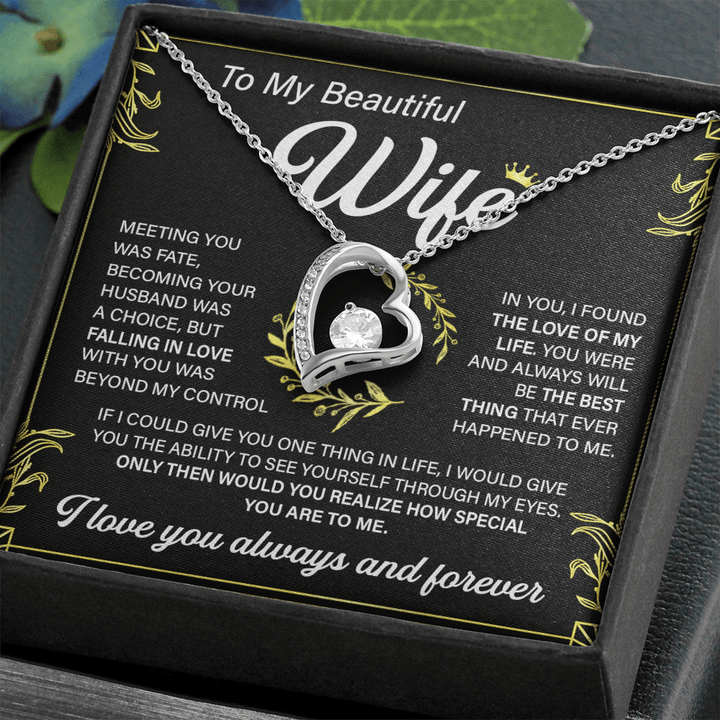 To My Beautiful Wife - Forever love Necklace - "Love of My Life" - The Love Sparkle