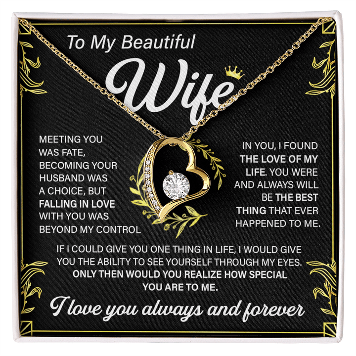 To My Beautiful Wife - Forever love Necklace - "Love of My Life" - The Love Sparkle